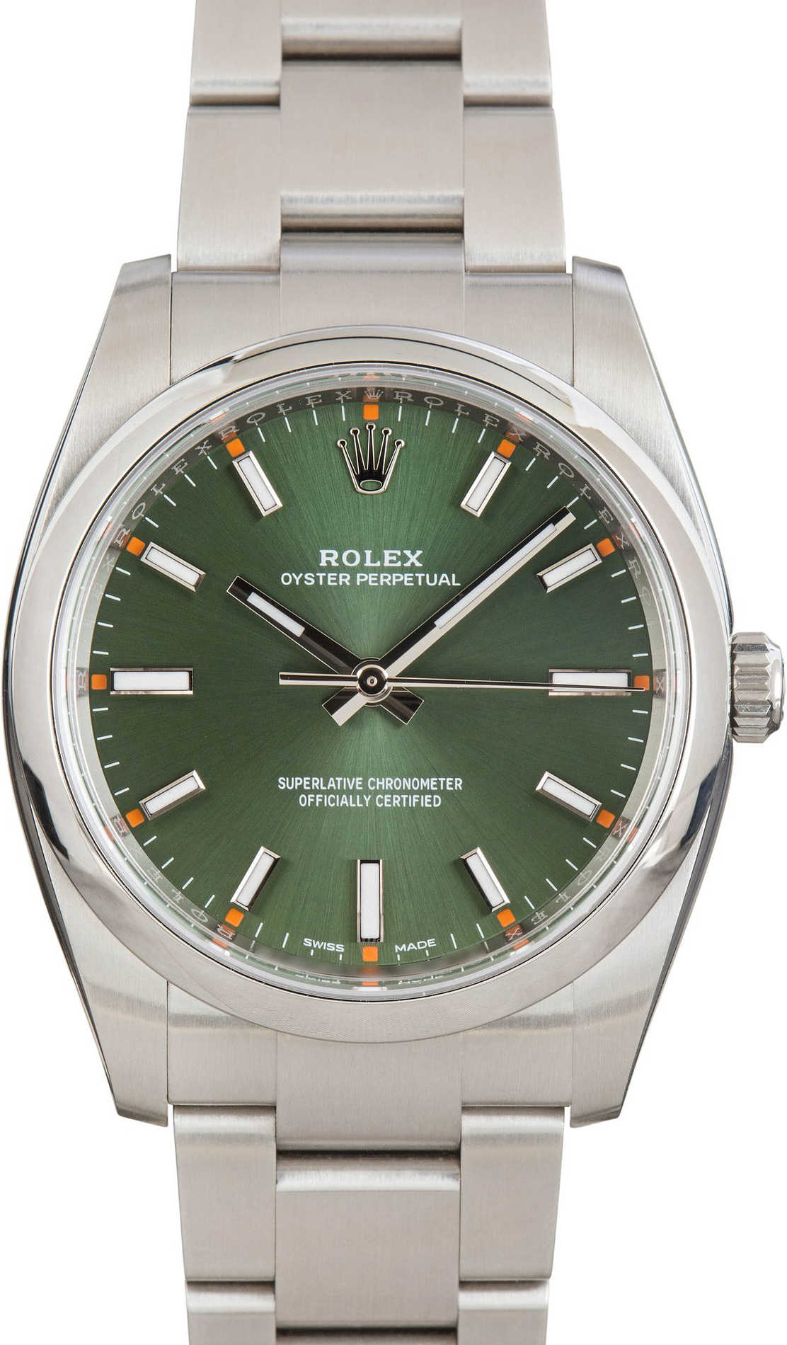 Rolex Oyster Perpetual 34 Green Dial on Oyster 114200