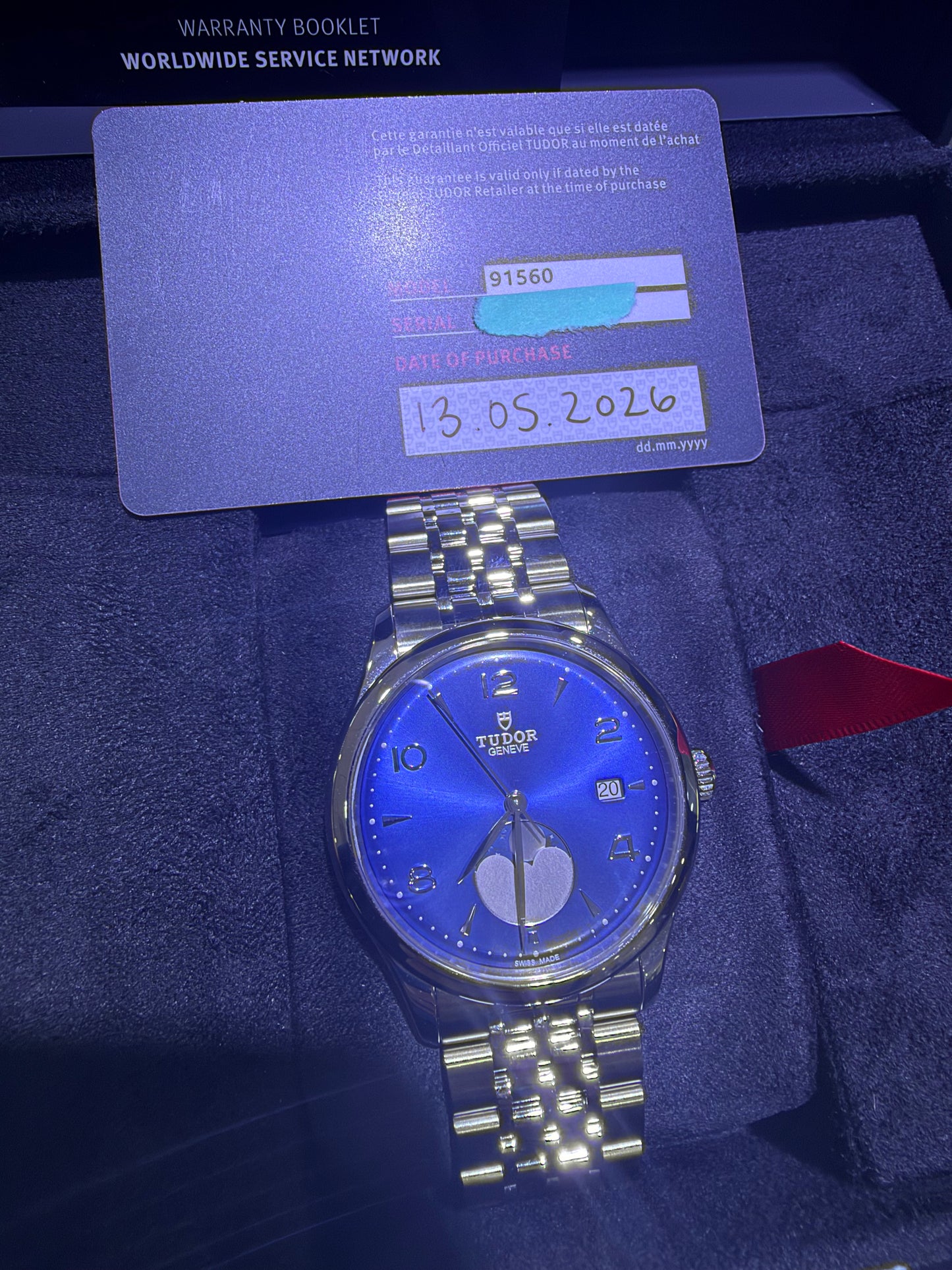 Tudor 1926 Luna Blue Moonphase Dial on Jubilee M91560-0002 Complete 2026