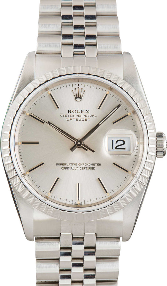 Rolex Datejust 36 Silver Stick Dial on Jubilee 16220