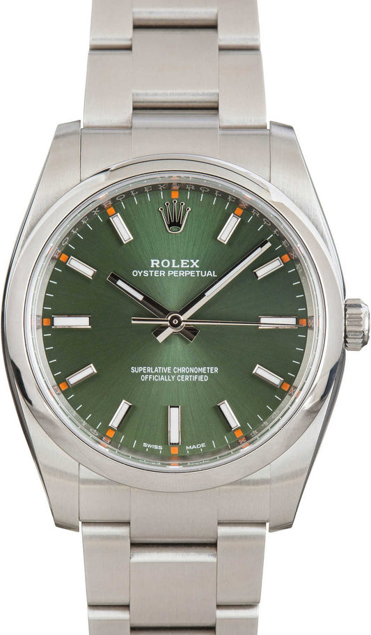 Rolex Oyster Perpetual 34 Green Dial on Oyster 114200