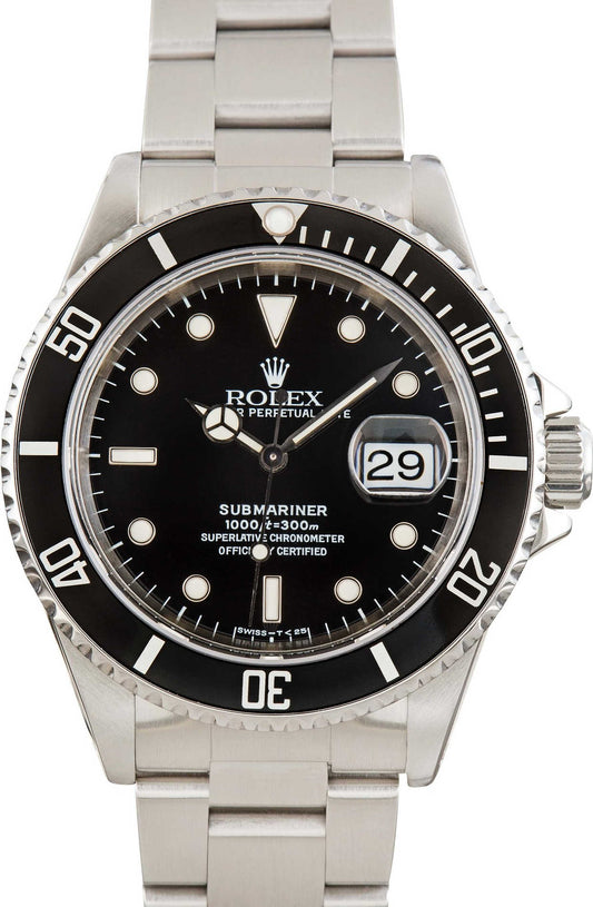 Rolex Submariner Black Dial on Oyster 16610