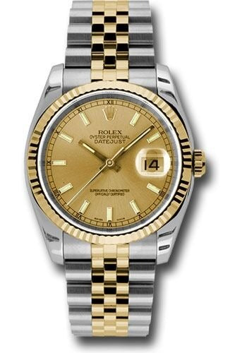 Rolex Datejust 36 Champagne Stick Dial on Jubilee 116233 Papers 2005