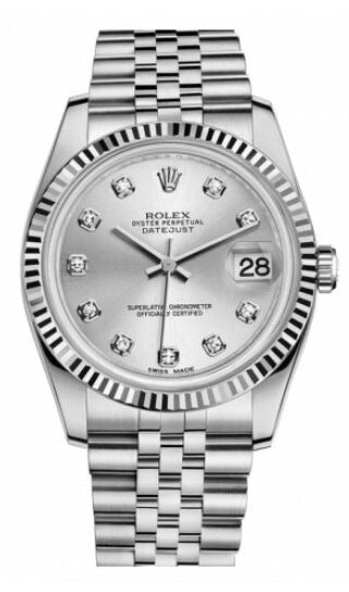 Rolex Datejust 36 Silver Diamonds Dial on Jubilee 116234