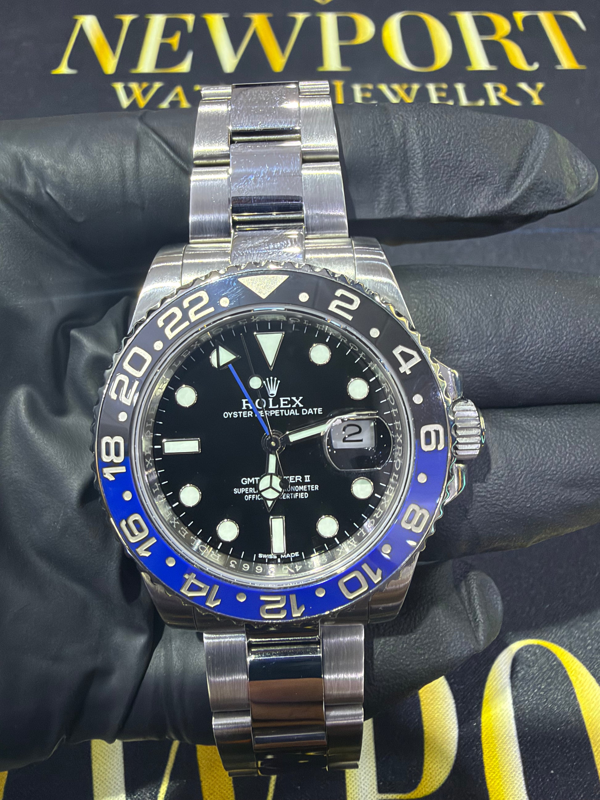 Rolex GMT-Master II Batman Black Dial on Oyster 116710BLNR Complete 2013