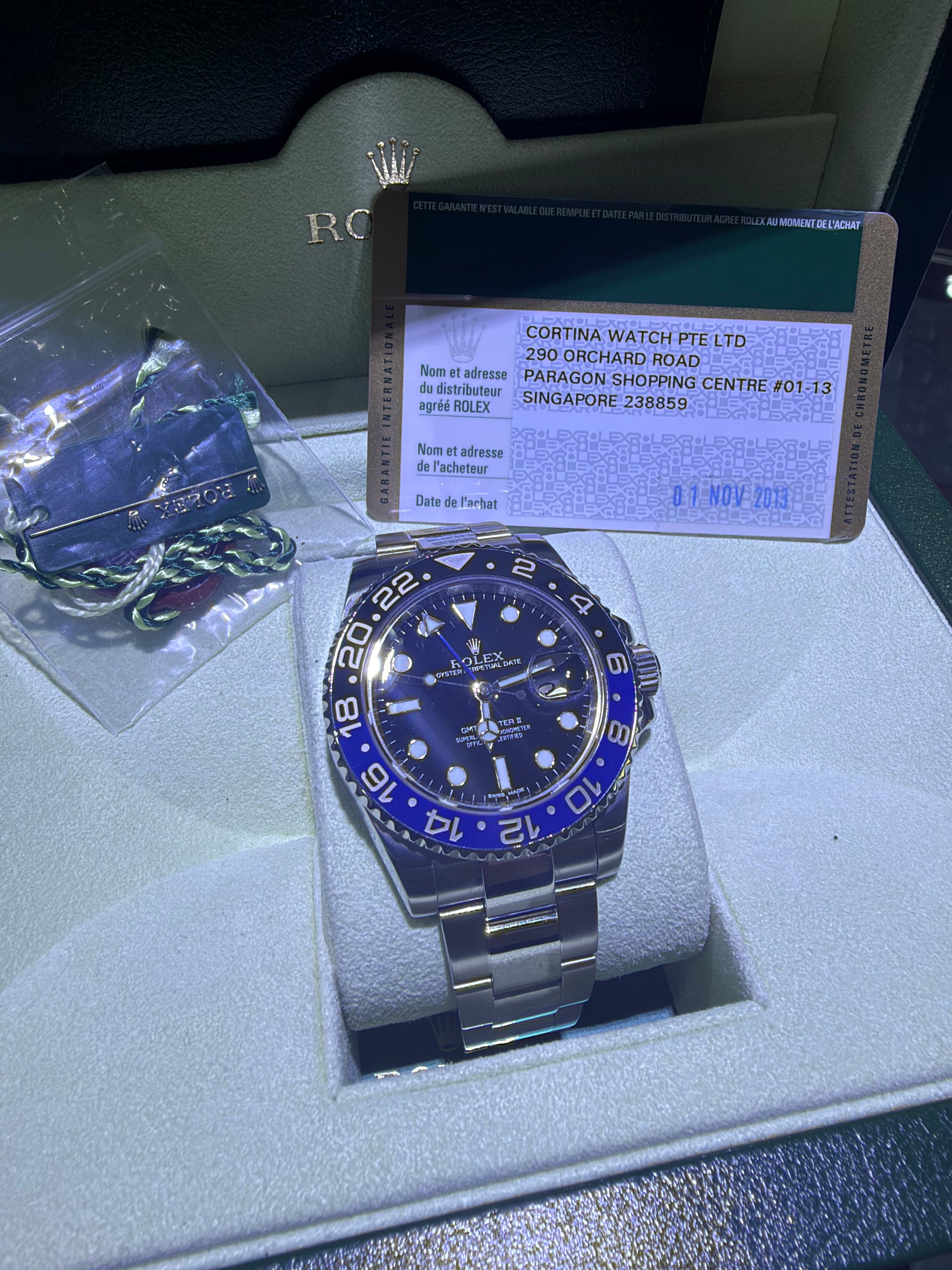 Rolex GMT-Master II Batman Black Dial on Oyster 116710BLNR Complete 2013