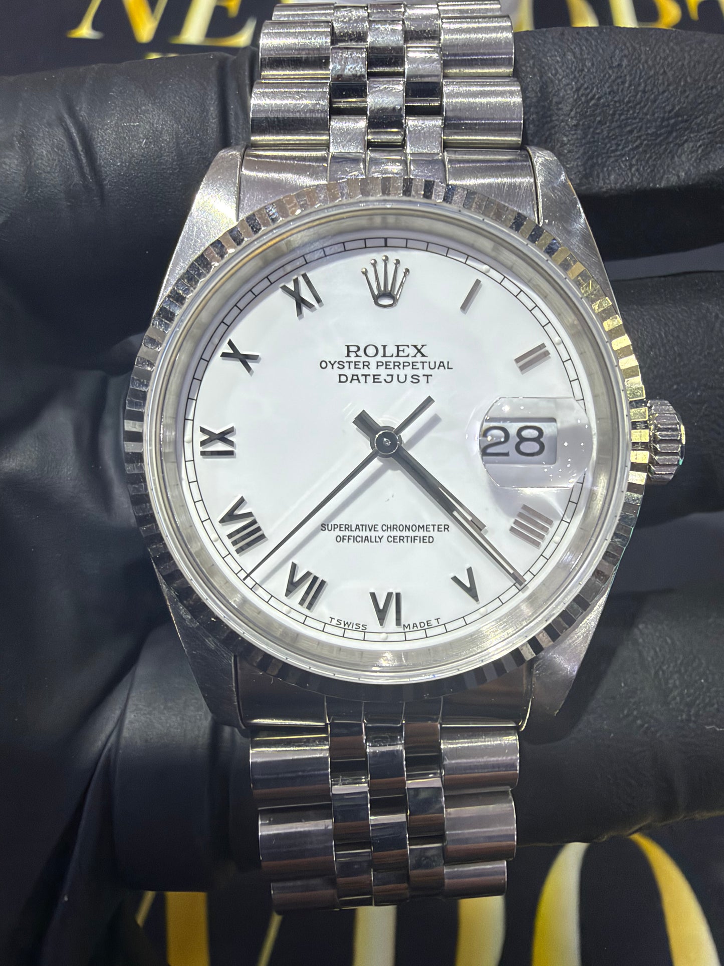 Rolex Datejust 36 White Roman Dial on Jubilee 16220
