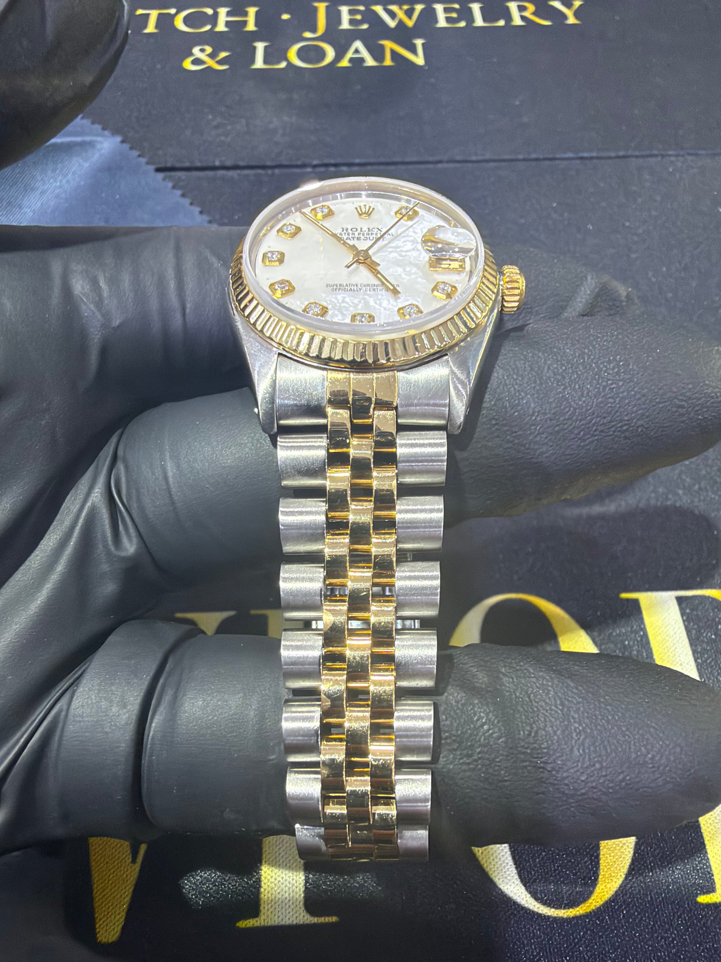 Rolex Datejust 31mm MOP Diamond Dial on Oyster/YG 6827