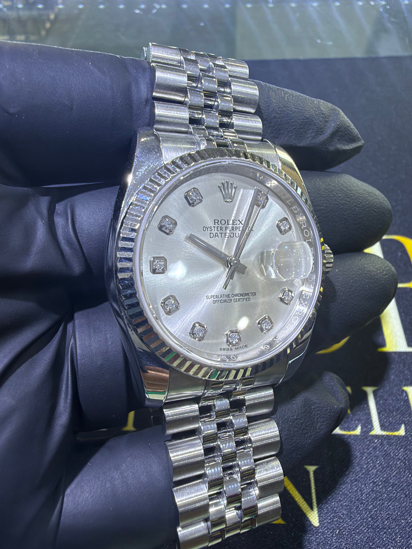 Rolex Datejust 36 Silver Diamonds Dial on Jubilee 116234