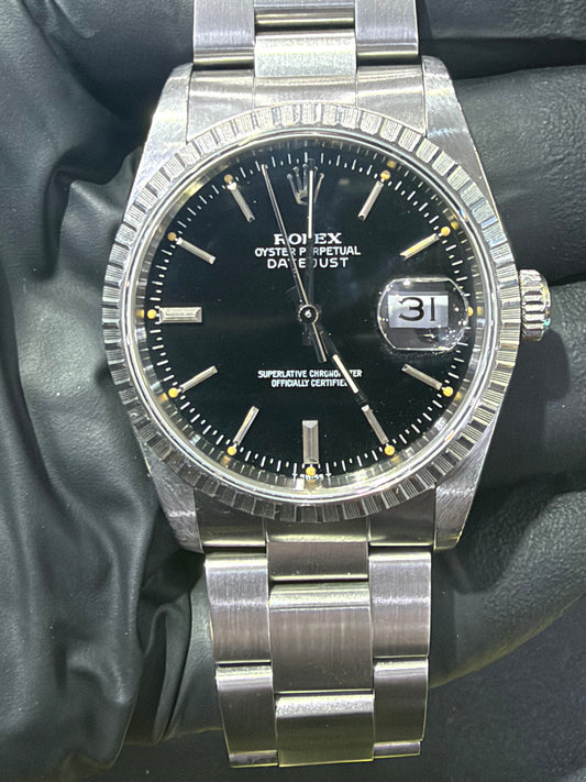Rolex Datejust 36 Black Stick Dial on Oyster 16200