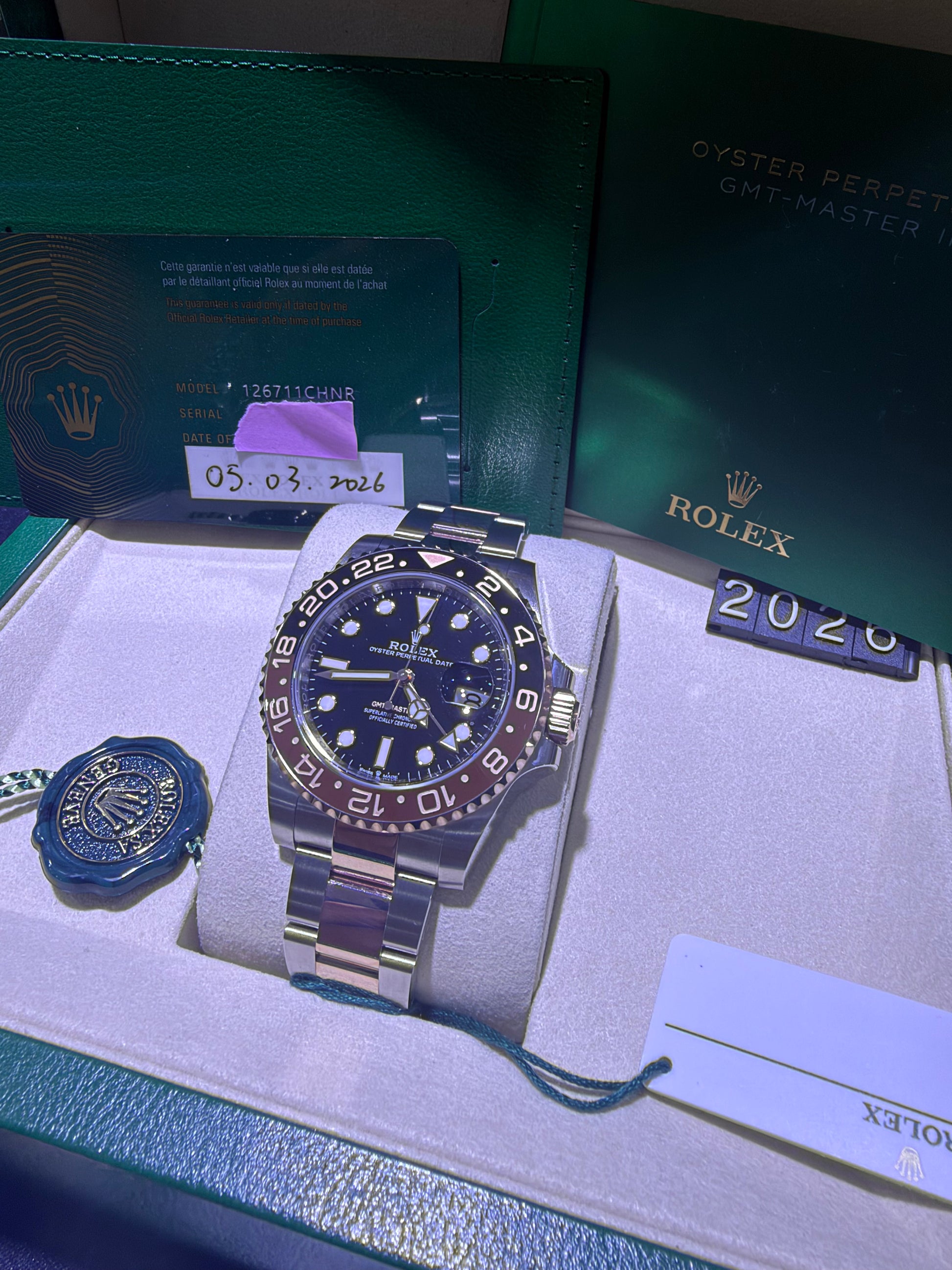 Rolex GMT-Master II Root Beer Black Dial on Oyster 126711CHNR Complete 2026