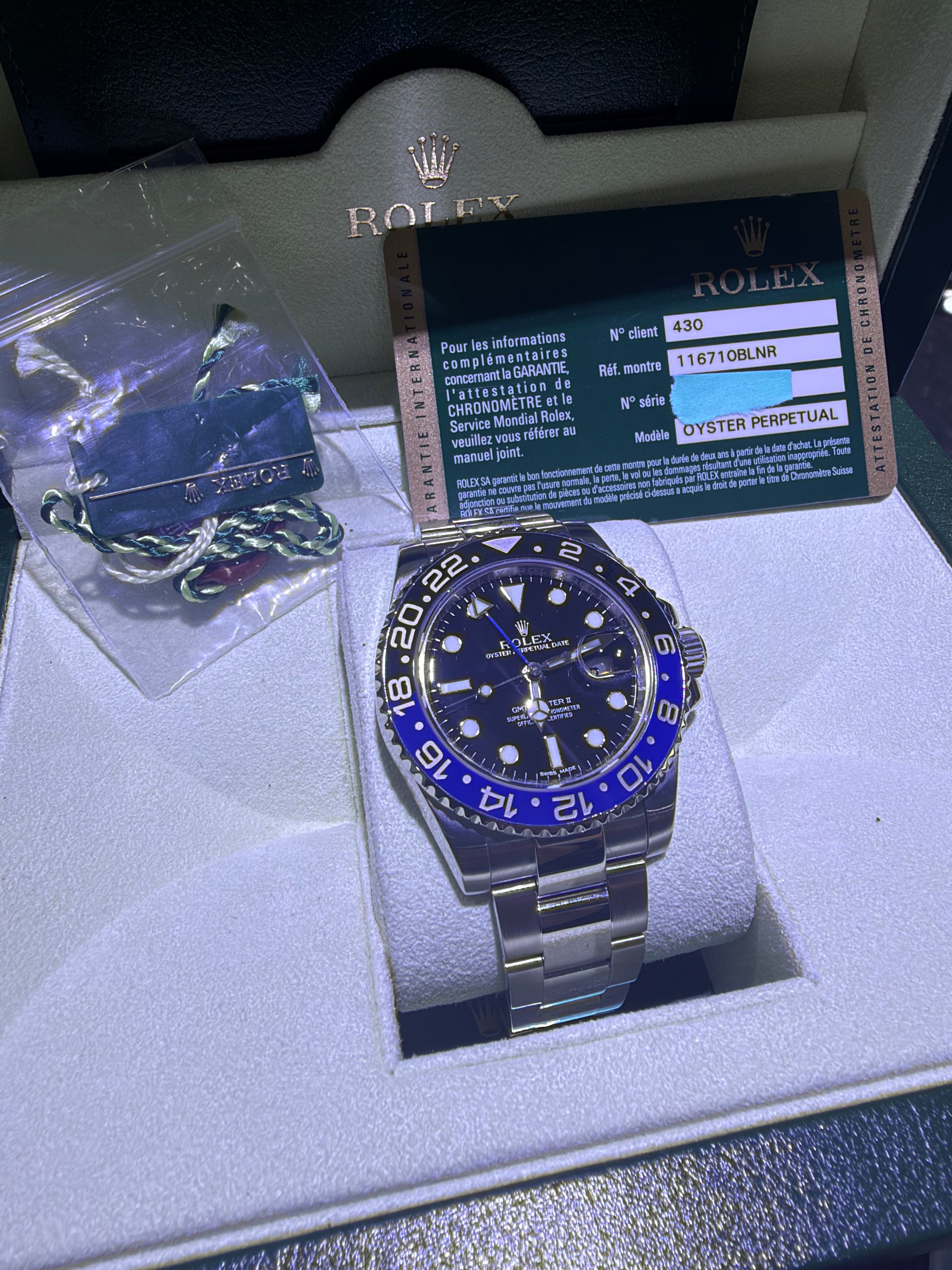 Rolex GMT-Master II Batman Black Dial on Oyster 116710BLNR Complete 2013